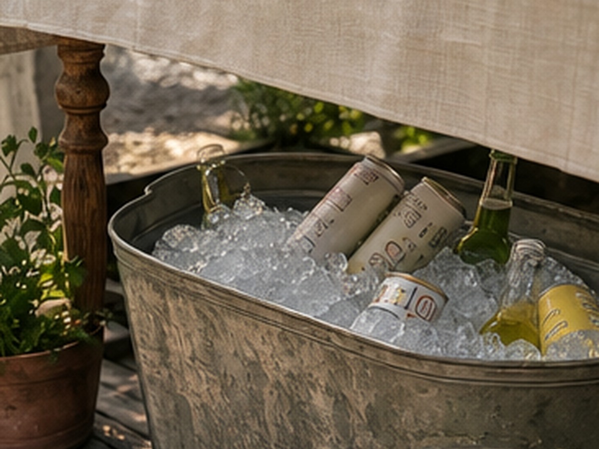 cooler under the table for 7 bbq drink table ideas that keep guests out of the kitchen