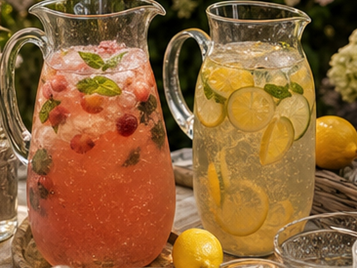 two pitchers, one sweet and one light for 7 bbq drink table ideas that keep guests out of the kitchen