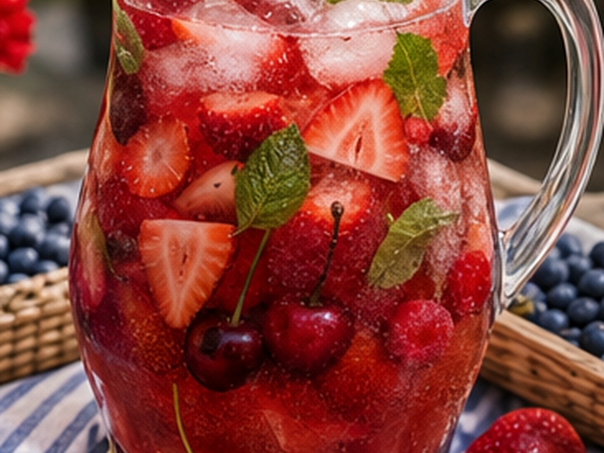 red berry pitcher for 8 fourth of july mocktail bar setup ideas