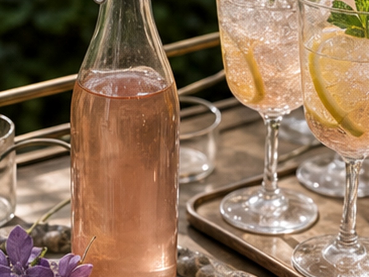one floral syrup for 8 garden party bar cart setup ideas