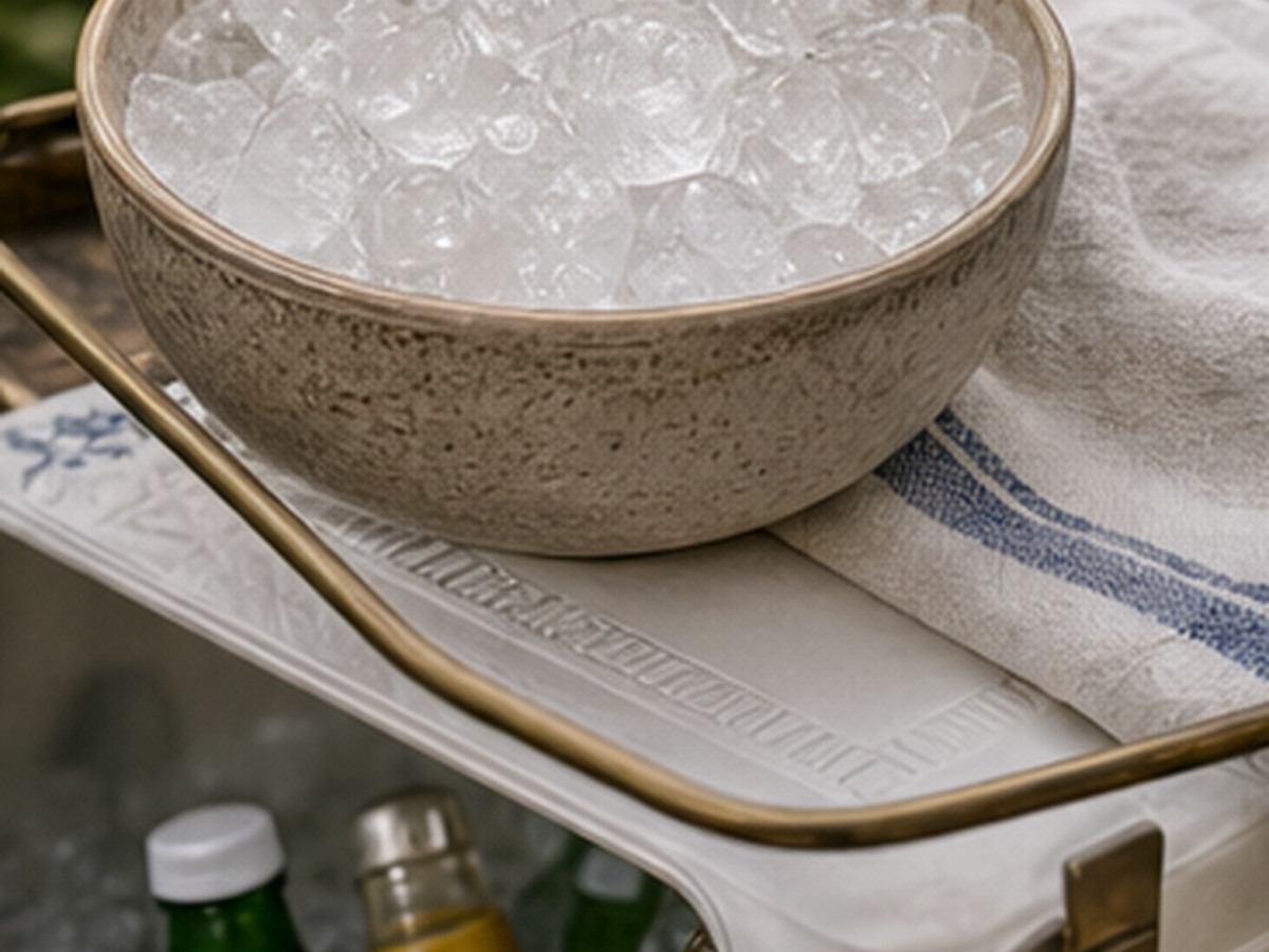 ice nearby for 8 garden party bar cart setup ideas