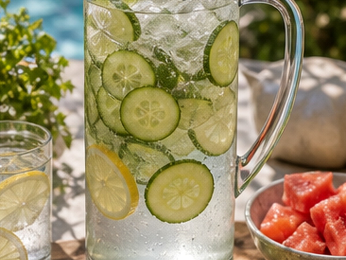 hydration pitcher for 8 pool party drink table ideas