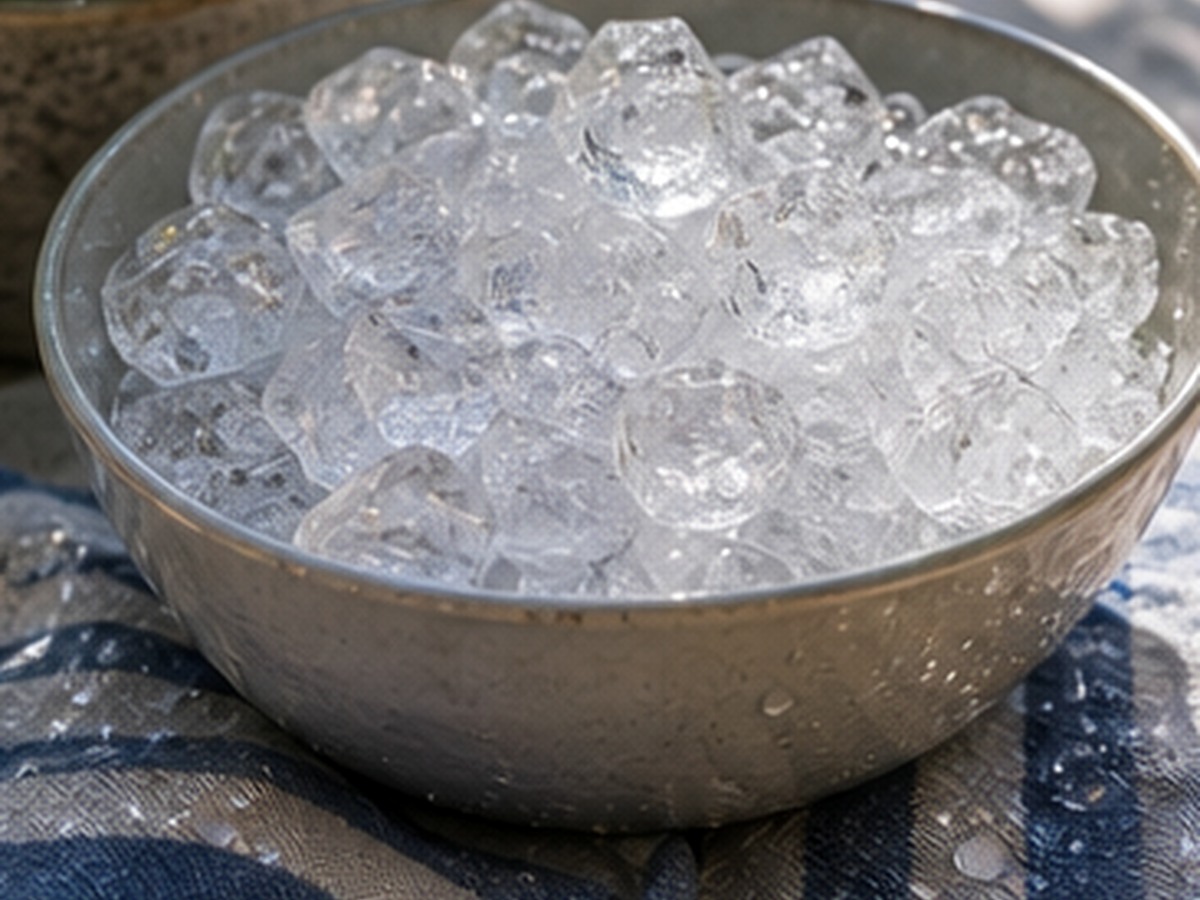 towel under the ice bowl for 8 pool party drink table ideas