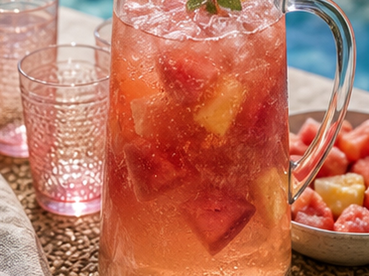 bright mocktail pitcher for 8 pool party drink table ideas