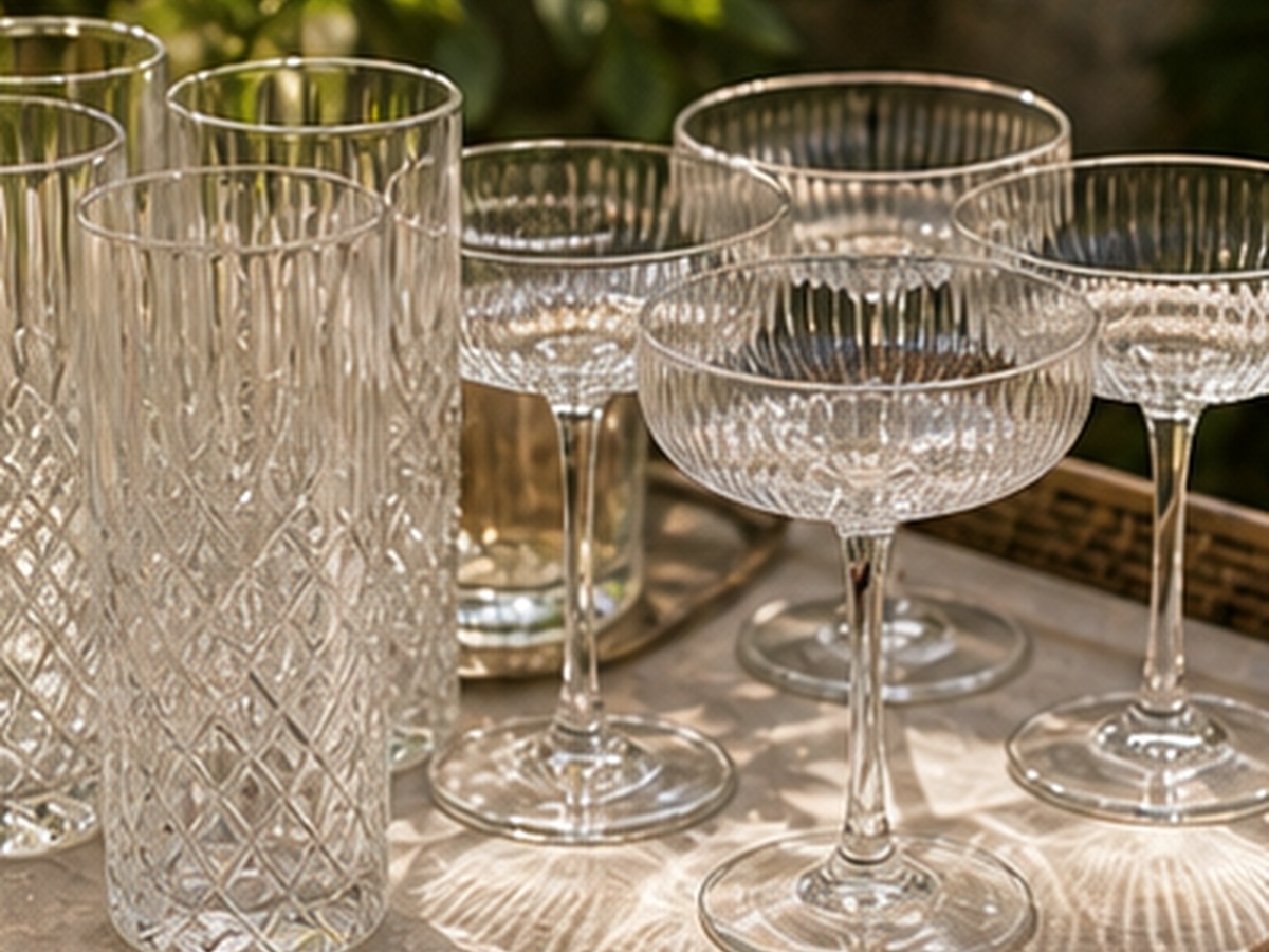 glassware in two shapes for 9 brunch drink station ideas