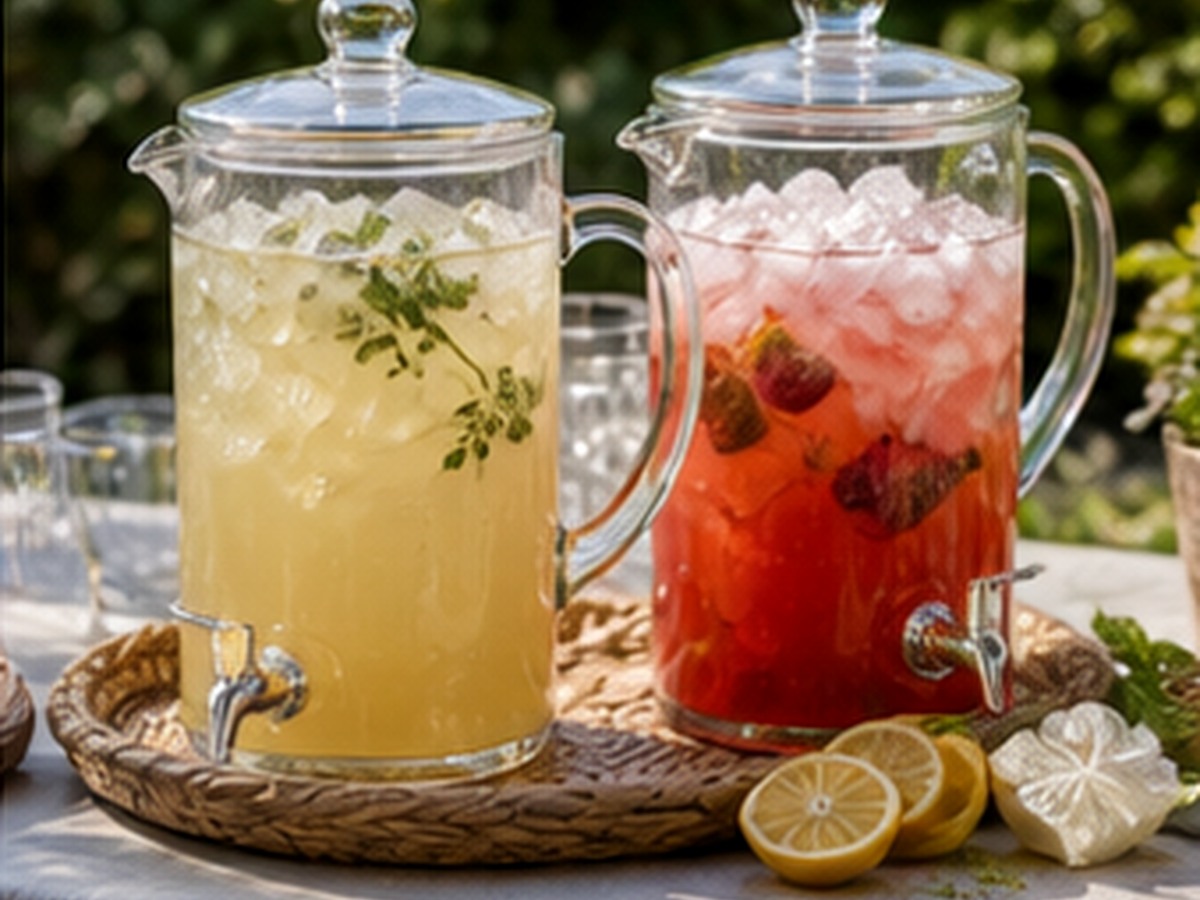 use two pitchers for 10 backyard drink station ideas for summer parties