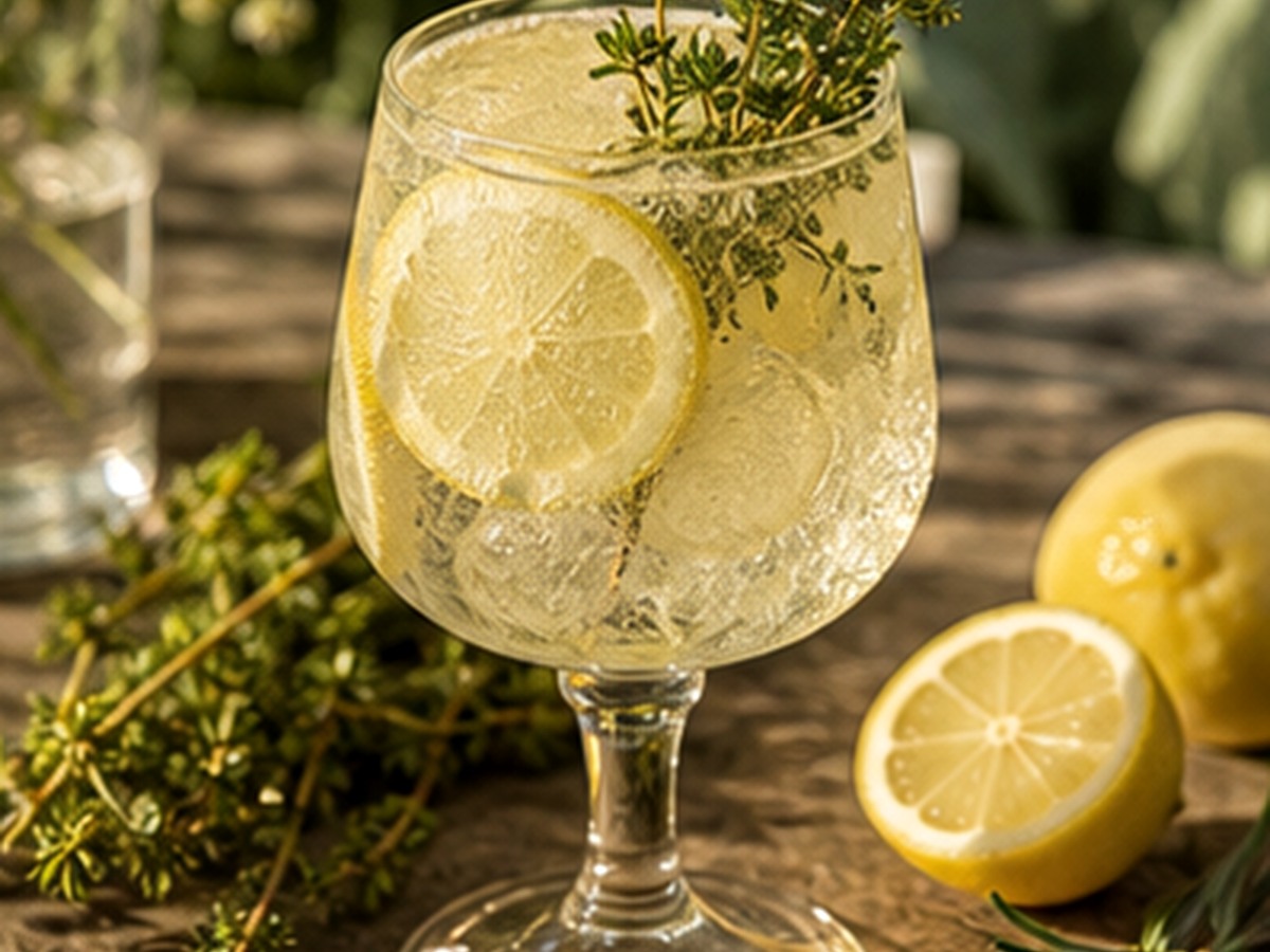 thyme lemon vodka spritz for 9 garden party cocktails with fresh herbs