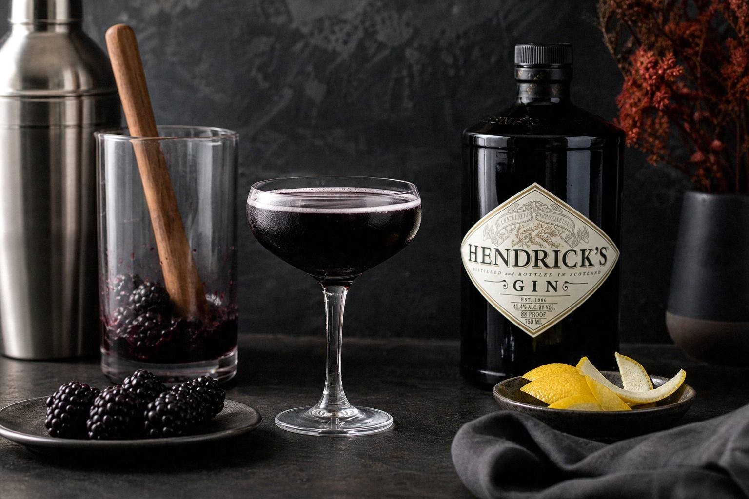 pouring blackberry juice and vodka into glass with ice, liquid in motion showing natural purple color