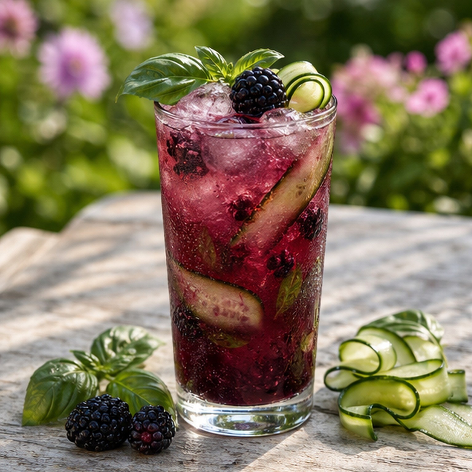 Blackberry Basil Cucumber Cooler
