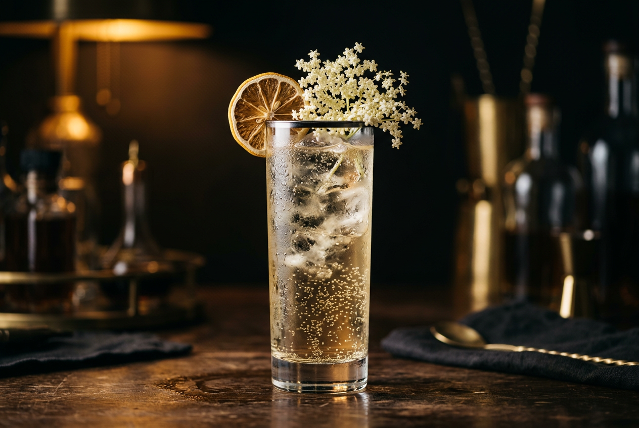 Elderflower Gin Collins: A Botanical Herbal Cocktail