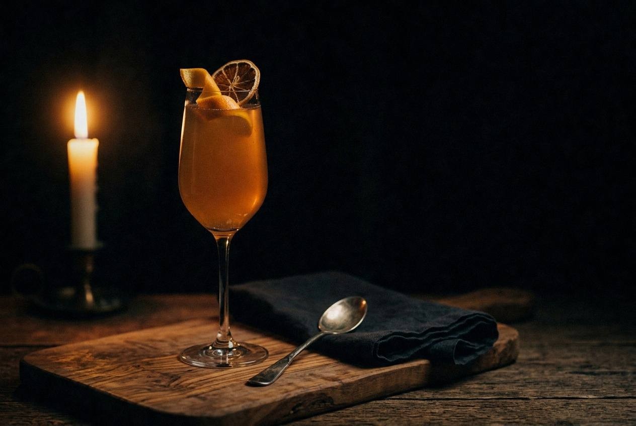 Finished raspberry lime fizz mocktail with no added sugar in tall glass with ice, fresh raspberries floating on top, lime wheel garnish, and vanilla bean beside glass on white surface