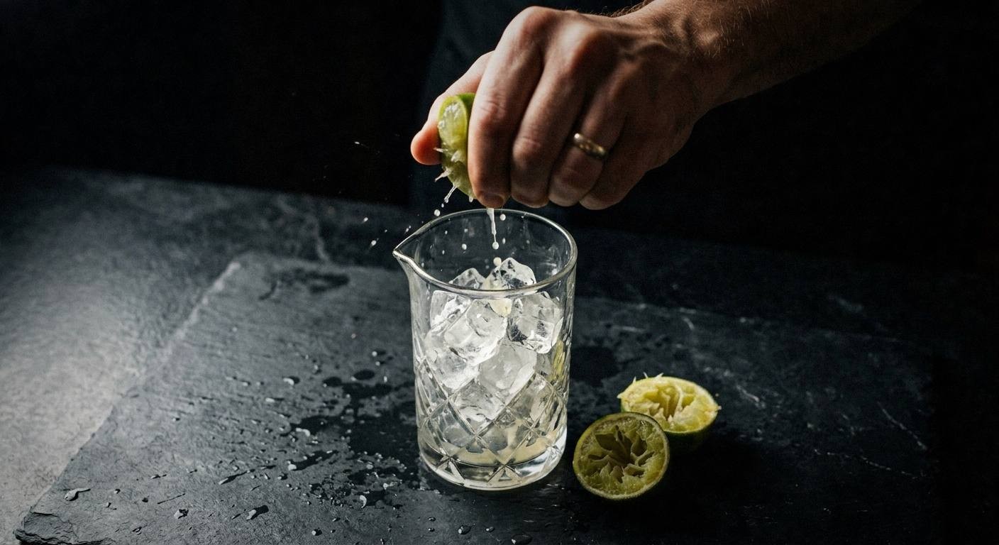 Sparkling passion fruit mocktail in a tall glass with visible seeds, fresh mint garnish, and half a passion fruit on the rim, bright tropical light on a light surface