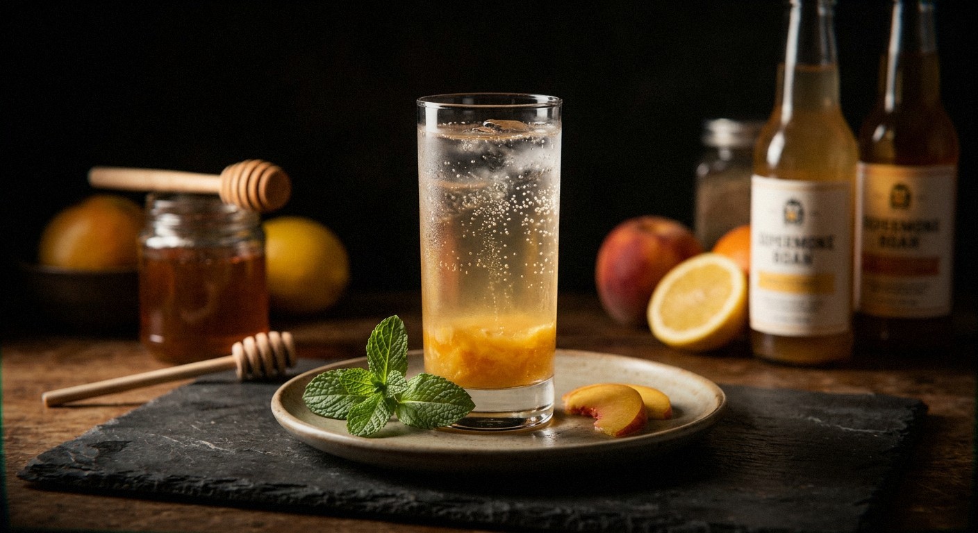 Peach Ginger Fizz with Lime for Digestive Support