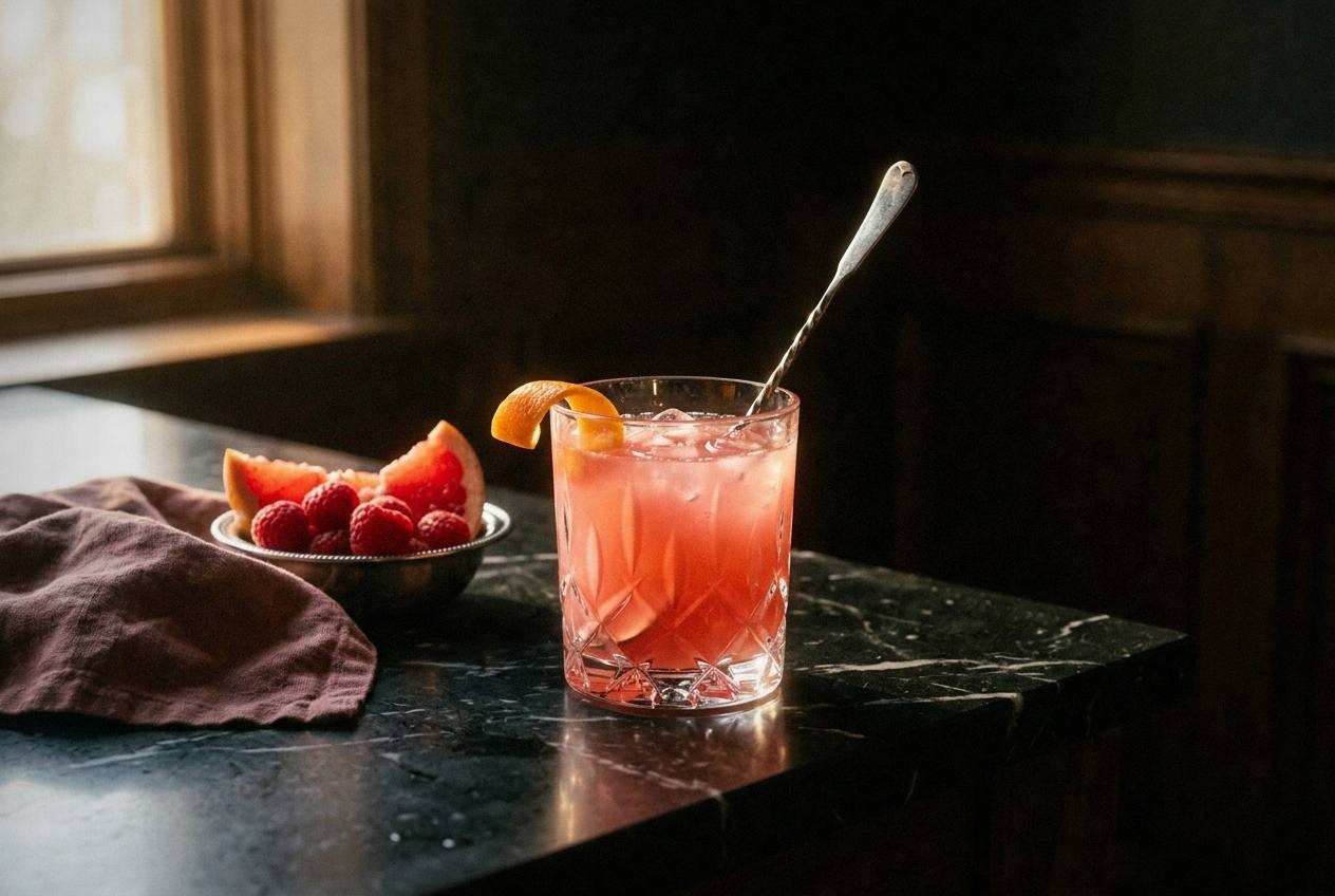 Hands muddling fresh strawberries and basil leaves in glass pitcher for pink mocktail recipe spring party drink preparation