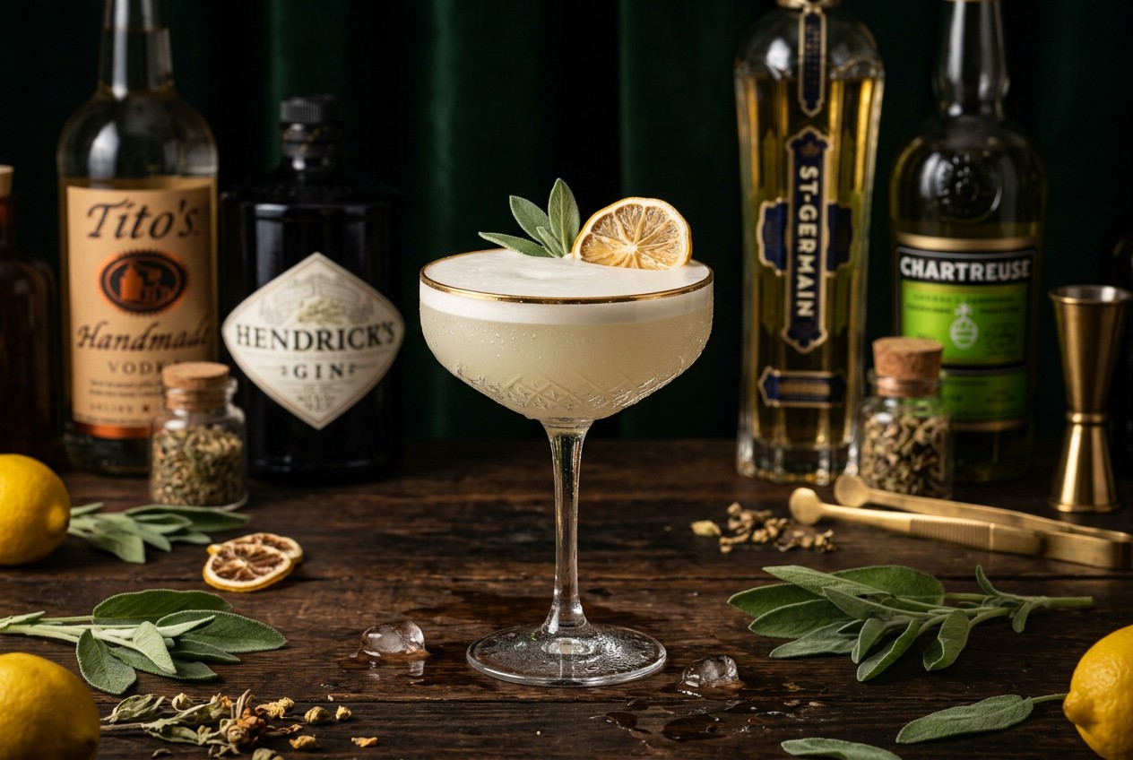 Sage Vodka Sour with Honey and Lemon for Clarity