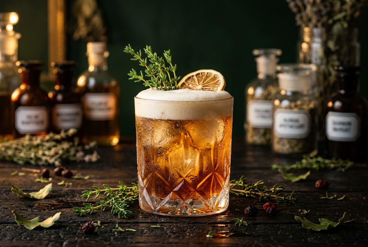 Thyme Bourbon Sour with Maple for Cozy Fall Evenings