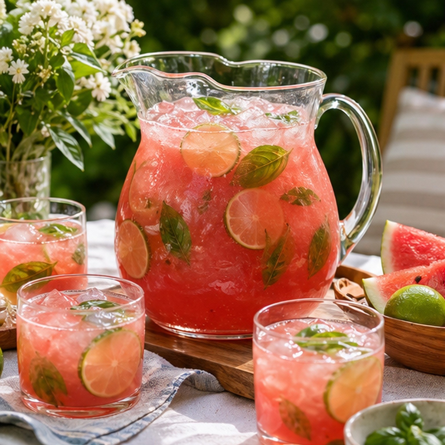 Watermelon Basil Limeade Pitcher