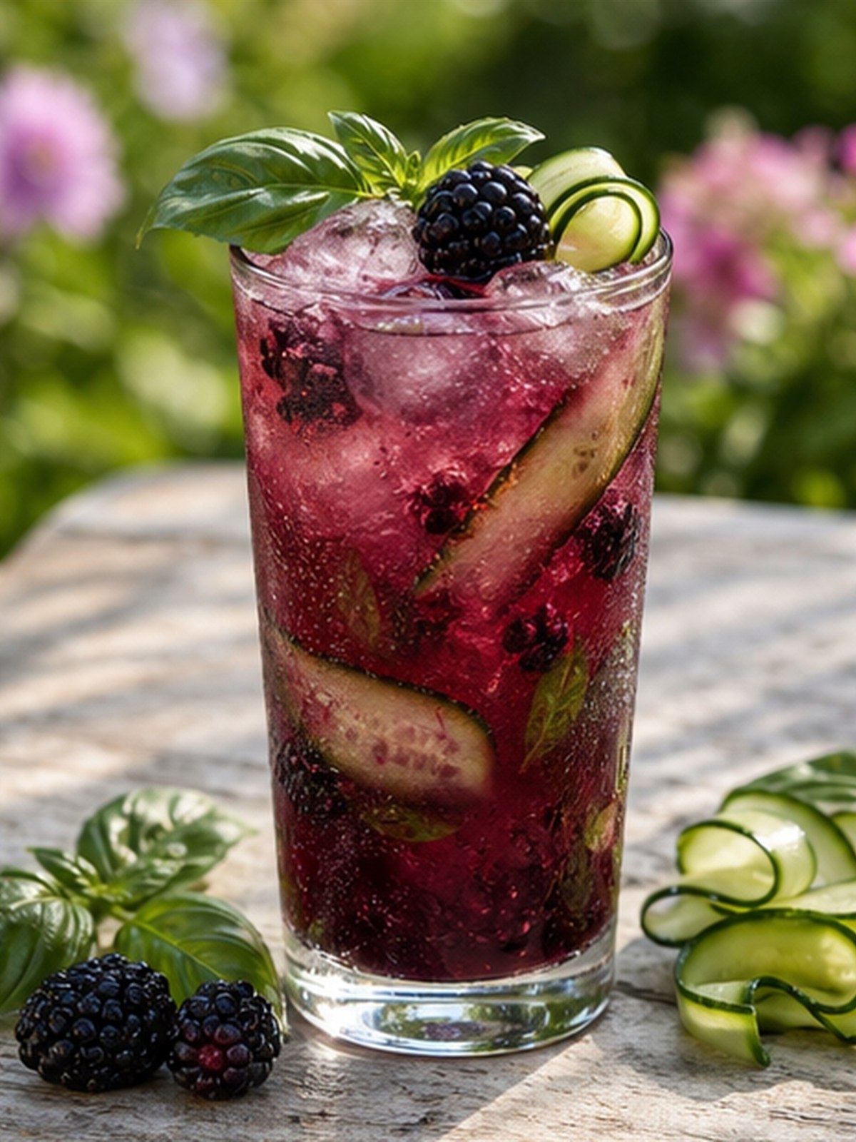 Blackberry Basil Cucumber Cooler