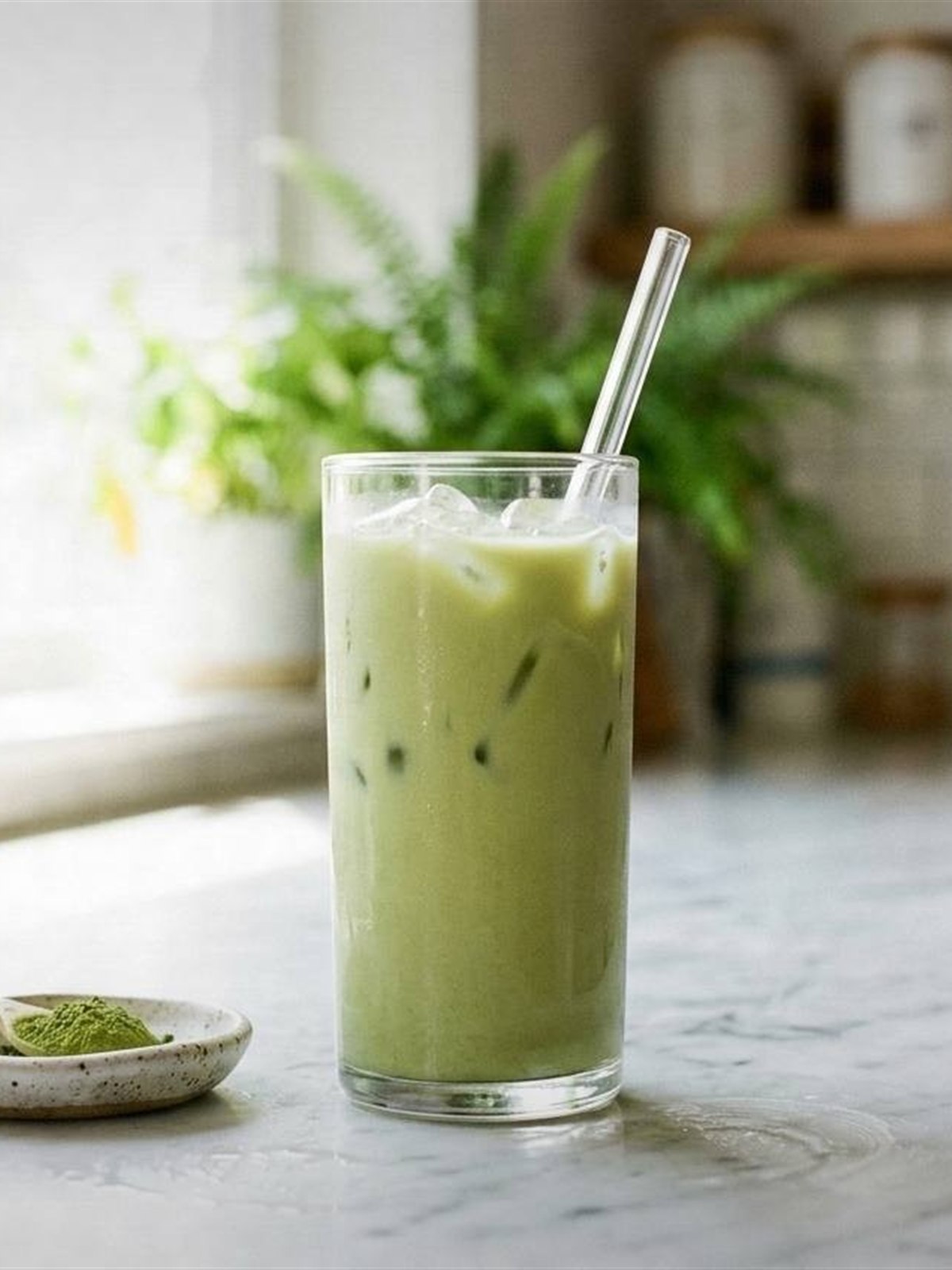 Iced Lion's Mane Matcha Latte for Focus