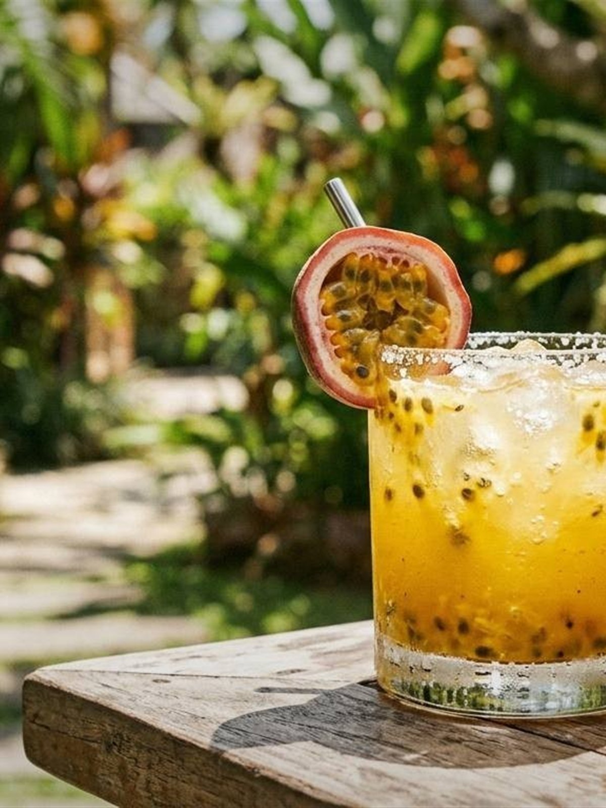 Passion Fruit Mocktail with Lime and Sparkling Water