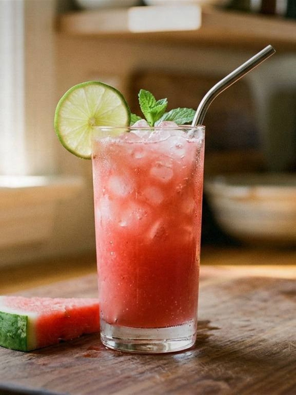 Watermelon Mint Cooler with Lime for Summer Hydration